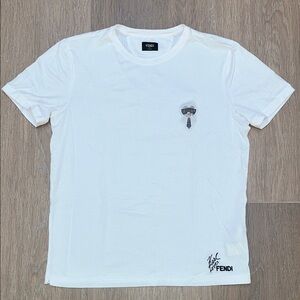 Fendi White Short Sleeve Men's Tee with Graphic